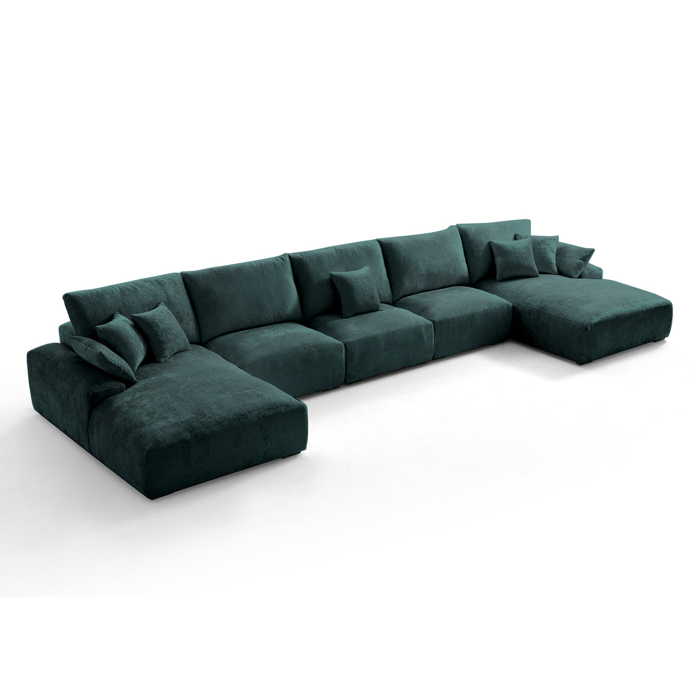 The Empress Green U Shaped Sectional-Green-196.9"