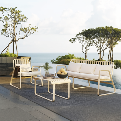 Mykonos Aluminum Outdoor Patio Conversation Set with Cushions