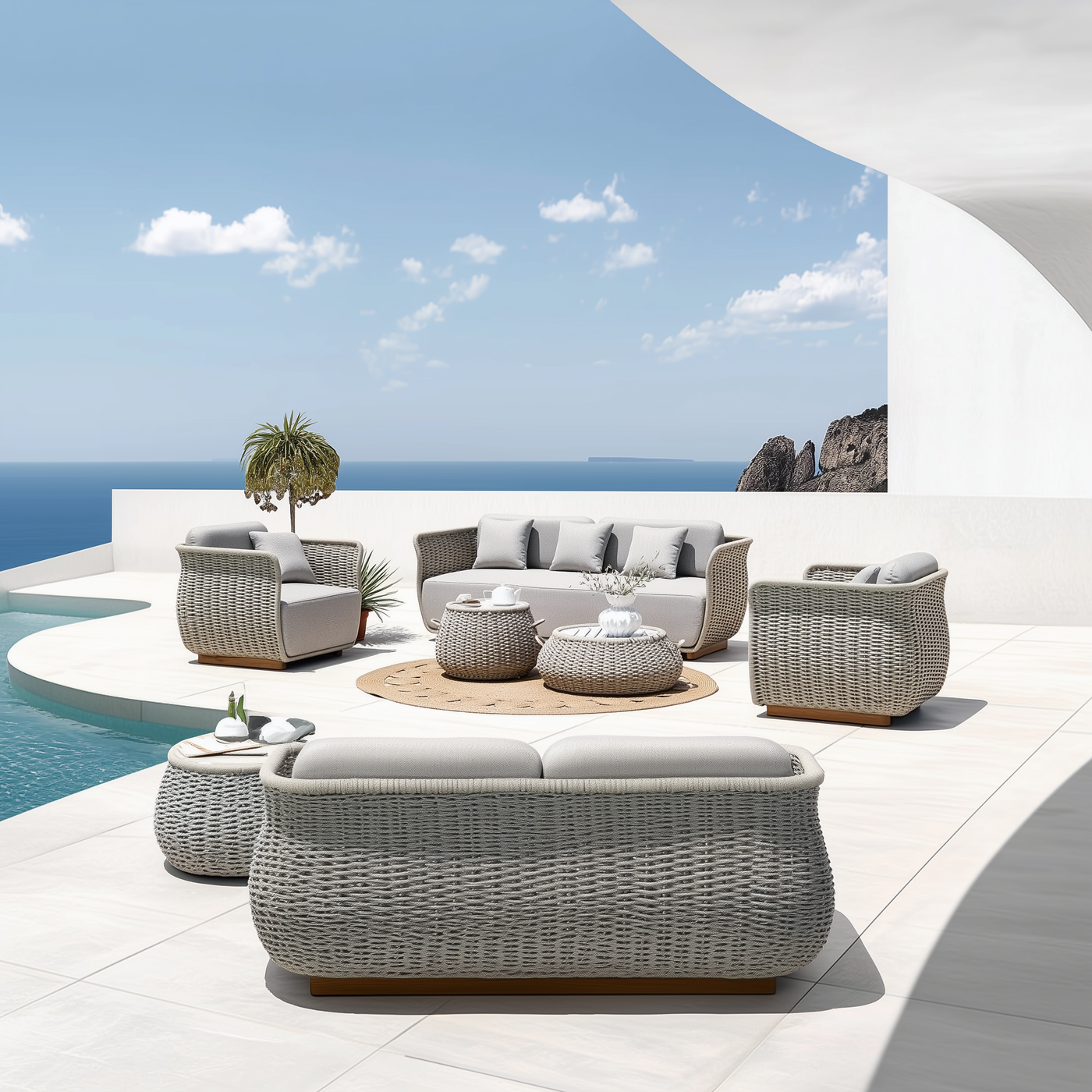 Laguna Outdoor Wicker Sofa Set with Cushions
