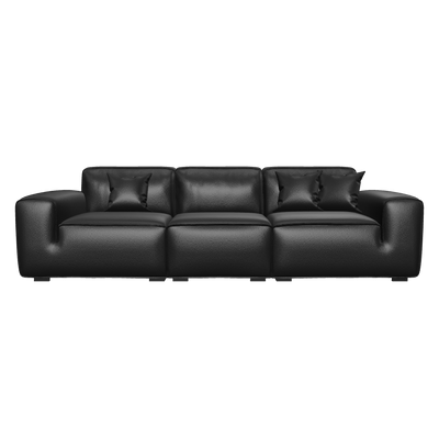 Domus Modular Black Leather Sofa-Black