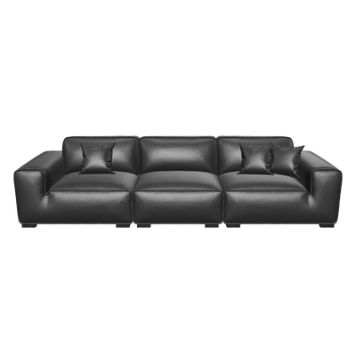 Domus Modular Black Leather Sofa-Black