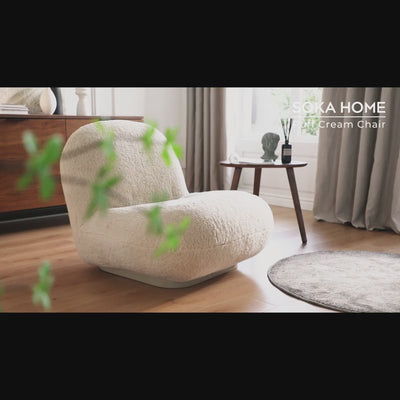 Puff Cream Accent Chair-Beige