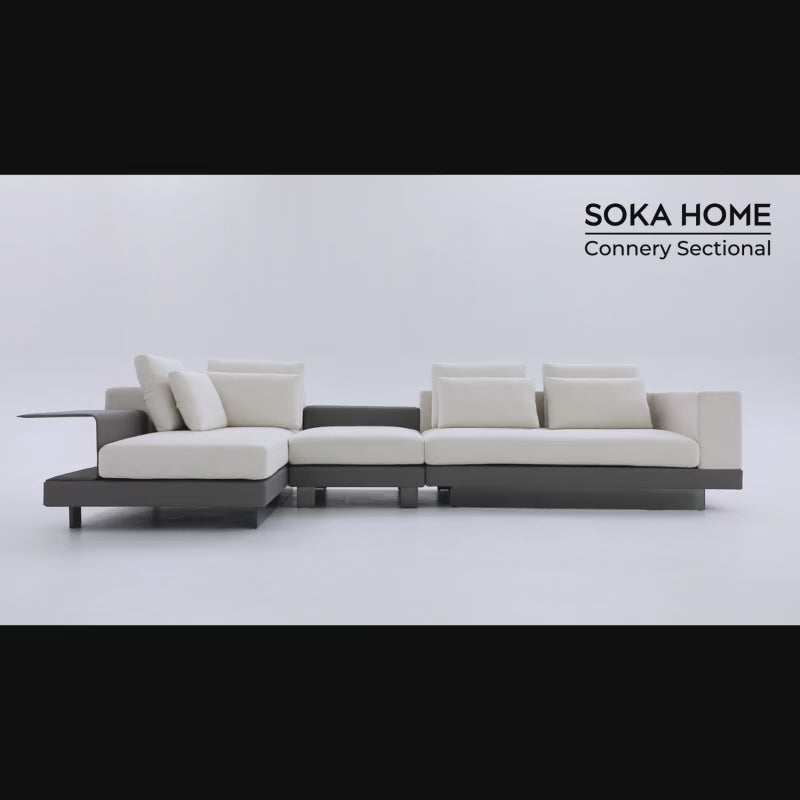 Connery Minimalist White Sectional-White