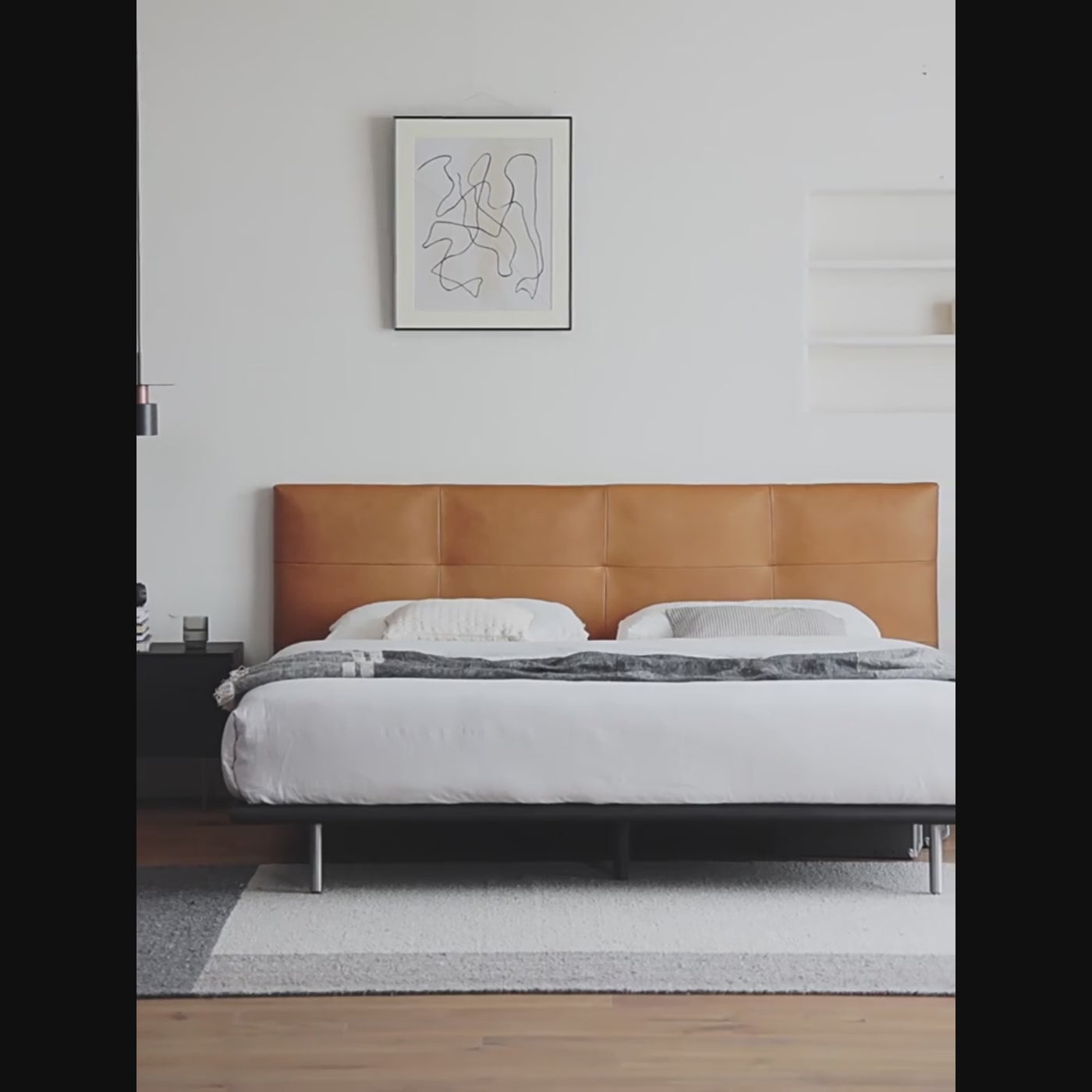 Toffee Brick Leather Bed