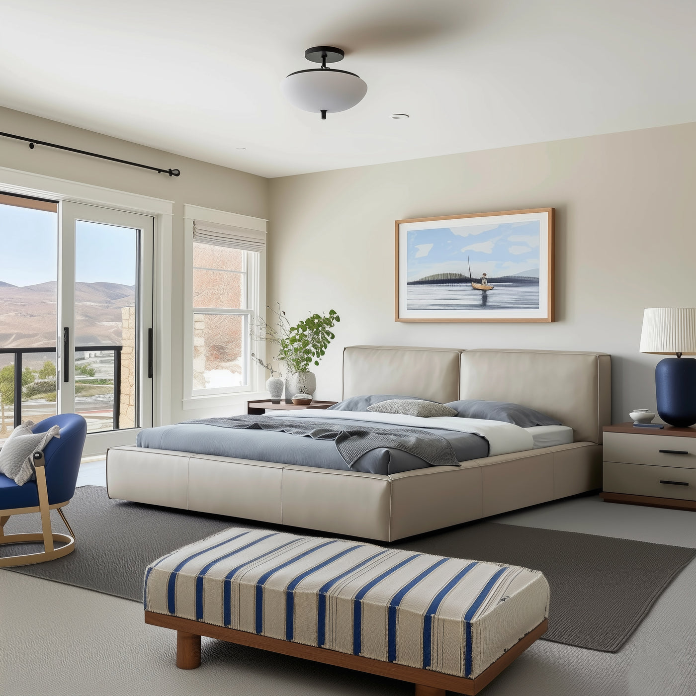 Pudding Leather Bed-Beige