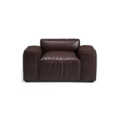 Luxury Minimalist Dark Brown Leather Armchair-Dark Brown