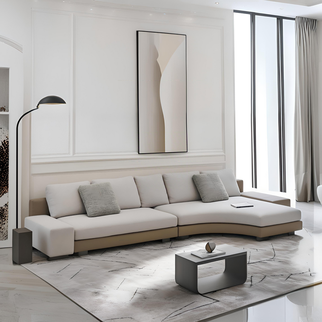 Arles Curved Gray Fabric Sectional