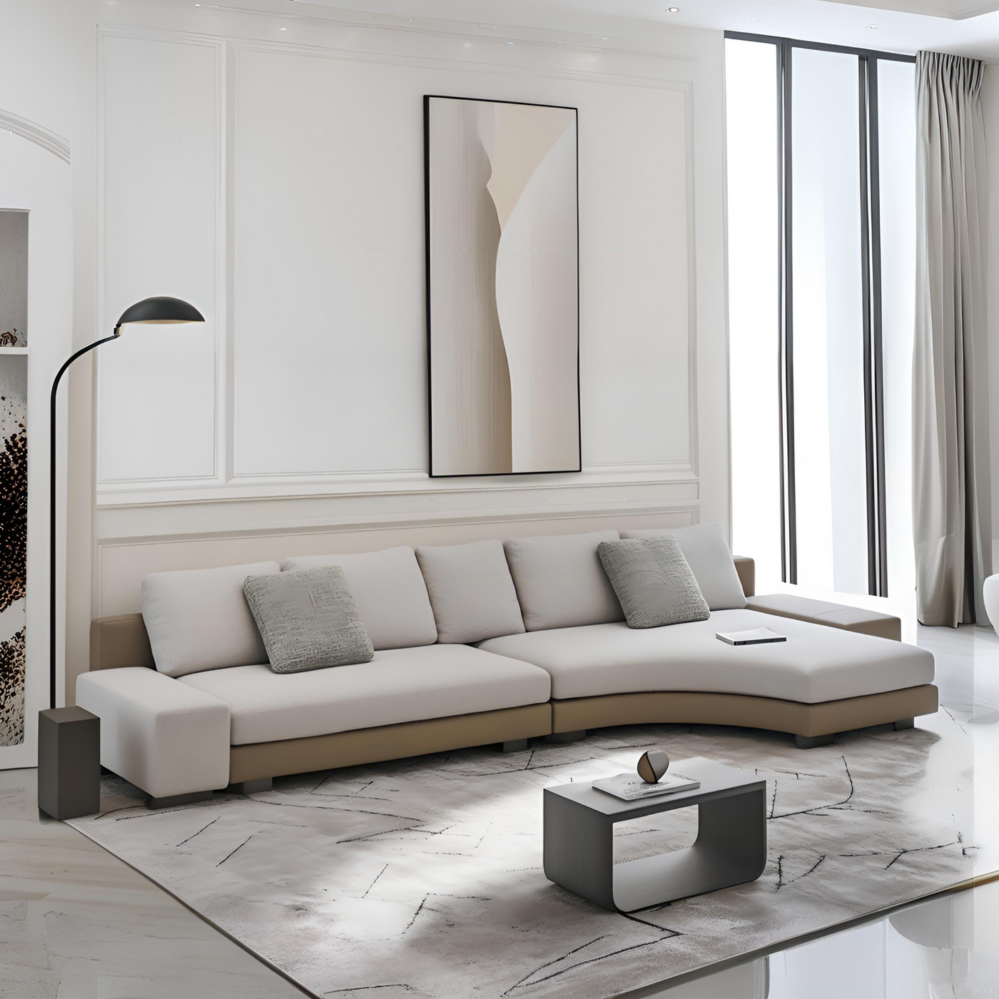 Arles Curved Gray Fabric Sectional