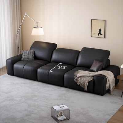 Nero Black Recliner Leather Lounge Sofa-Black