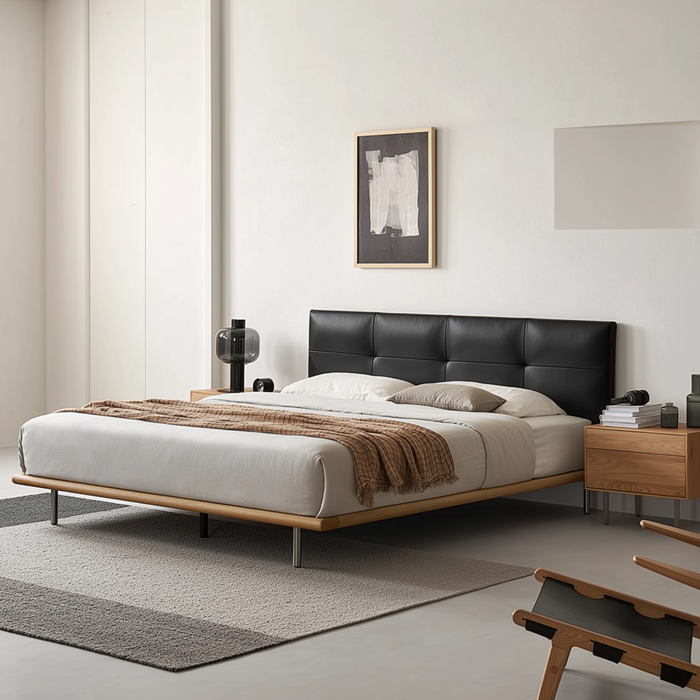 Brownie Crust Leather Bed-Ash