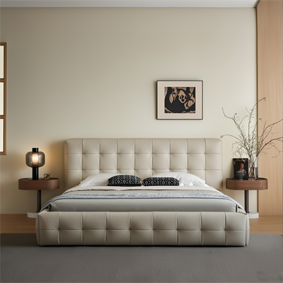 Marshmallow Leather Bed-Beige