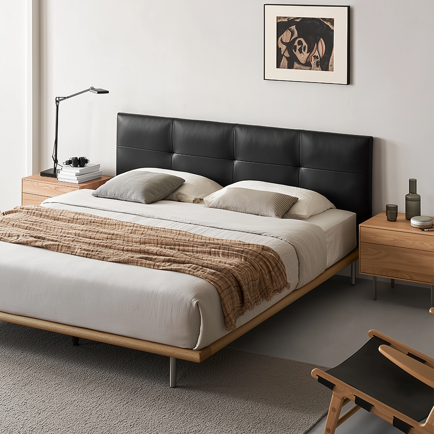 Brownie Crust Leather Bed-Ash