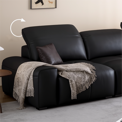 Nero Black Recliner Leather Lounge Sofa-Black