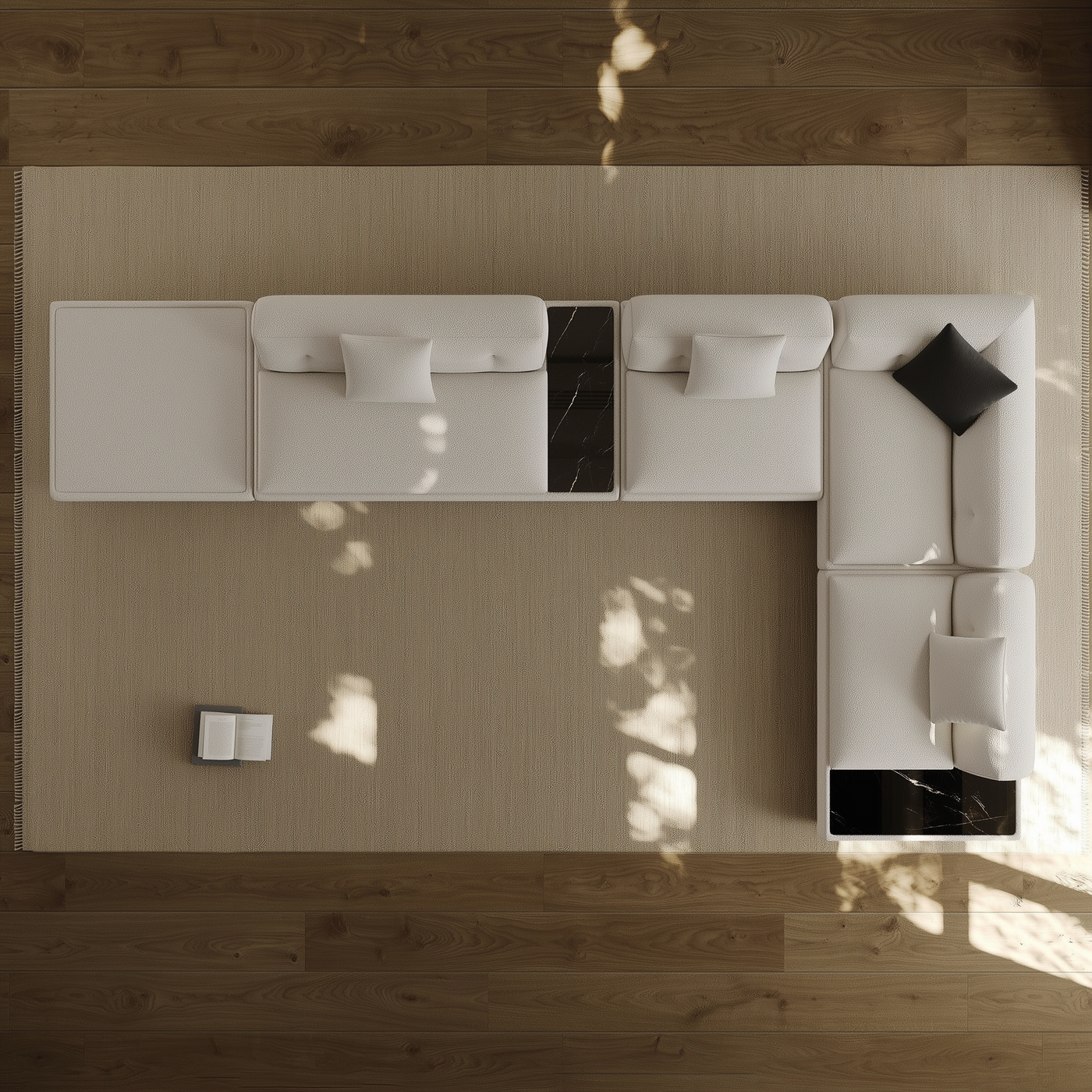 Silver Moon Boucle L Shaped Sectional Sofa-White