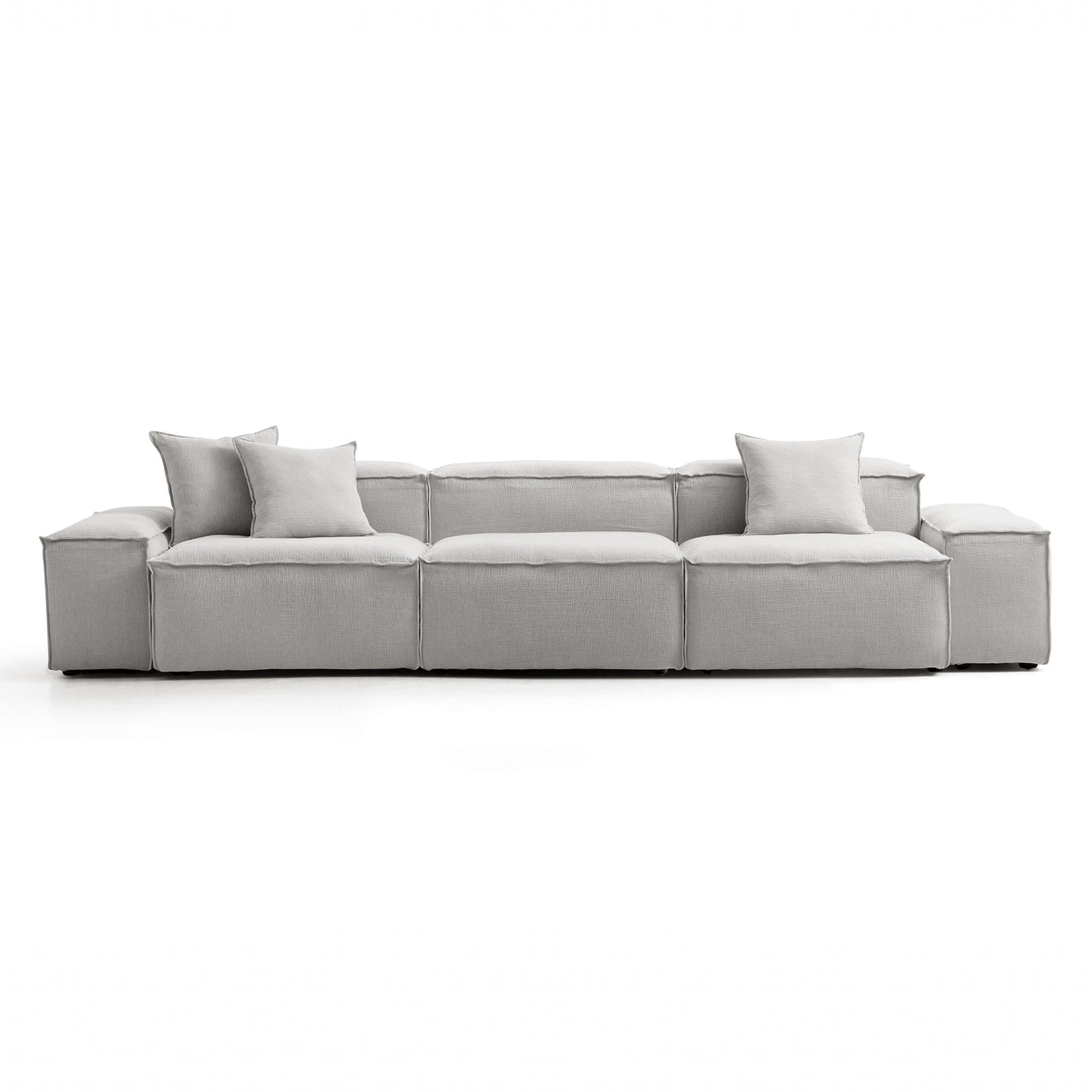 Freedom Modular White Sofa-Gray-143.7″-Low