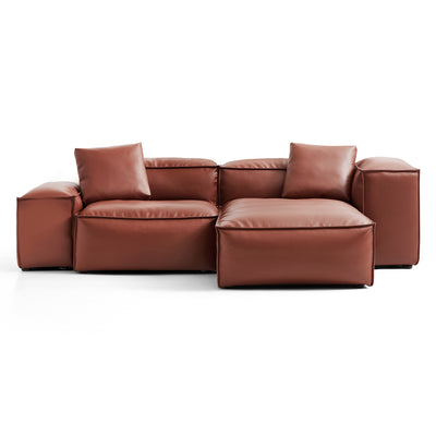 Flex Modular Brown Genuine Leather Sectional-Brown-105.5″-Low & High