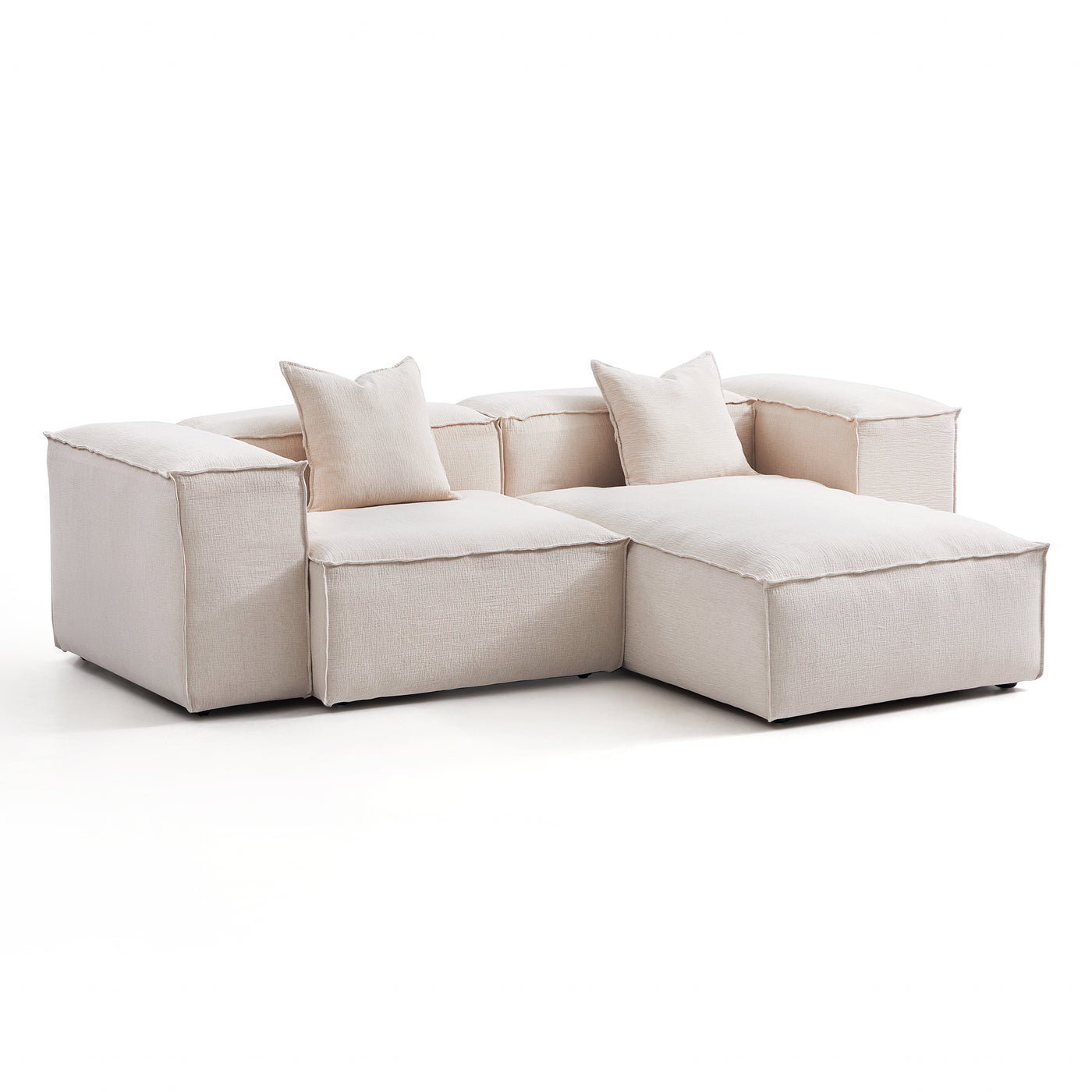 Freedom Modular White Sectional Sofa-Khaki-High-106.3″