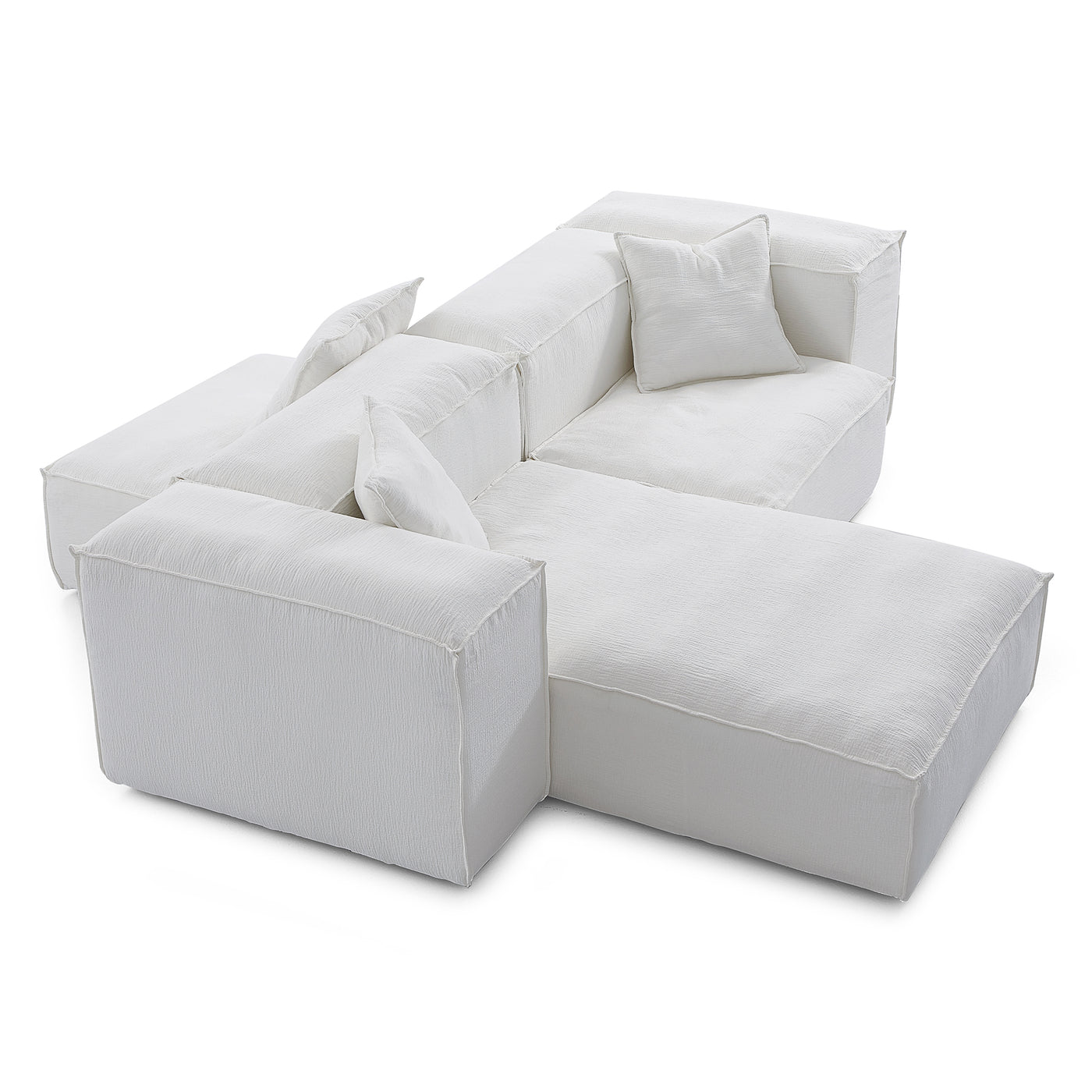 Freedom Modular White Double Sided Sectional Sofa-White-106.3″-High