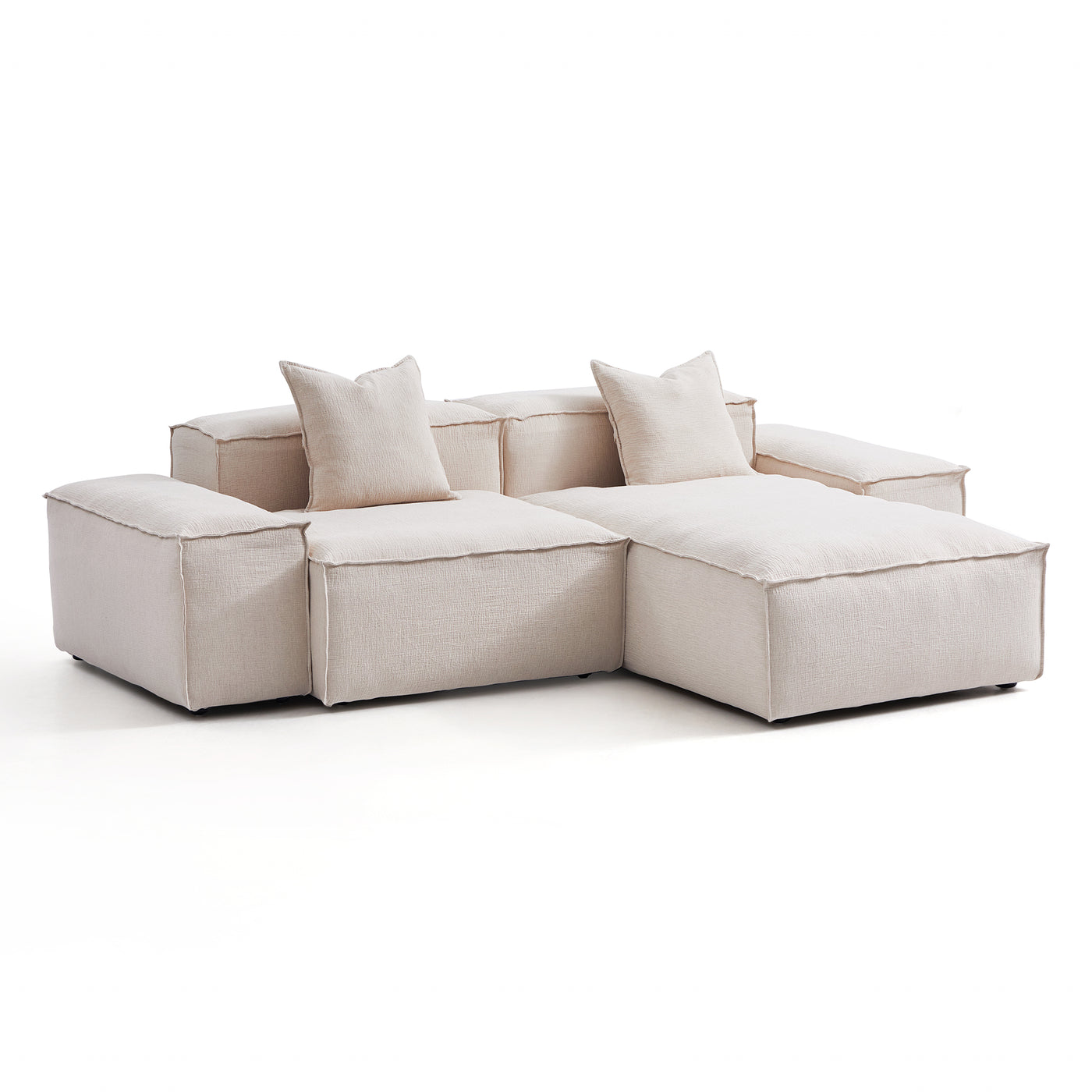 Freedom Modular White Sectional Sofa-Khaki-Low-106.3″