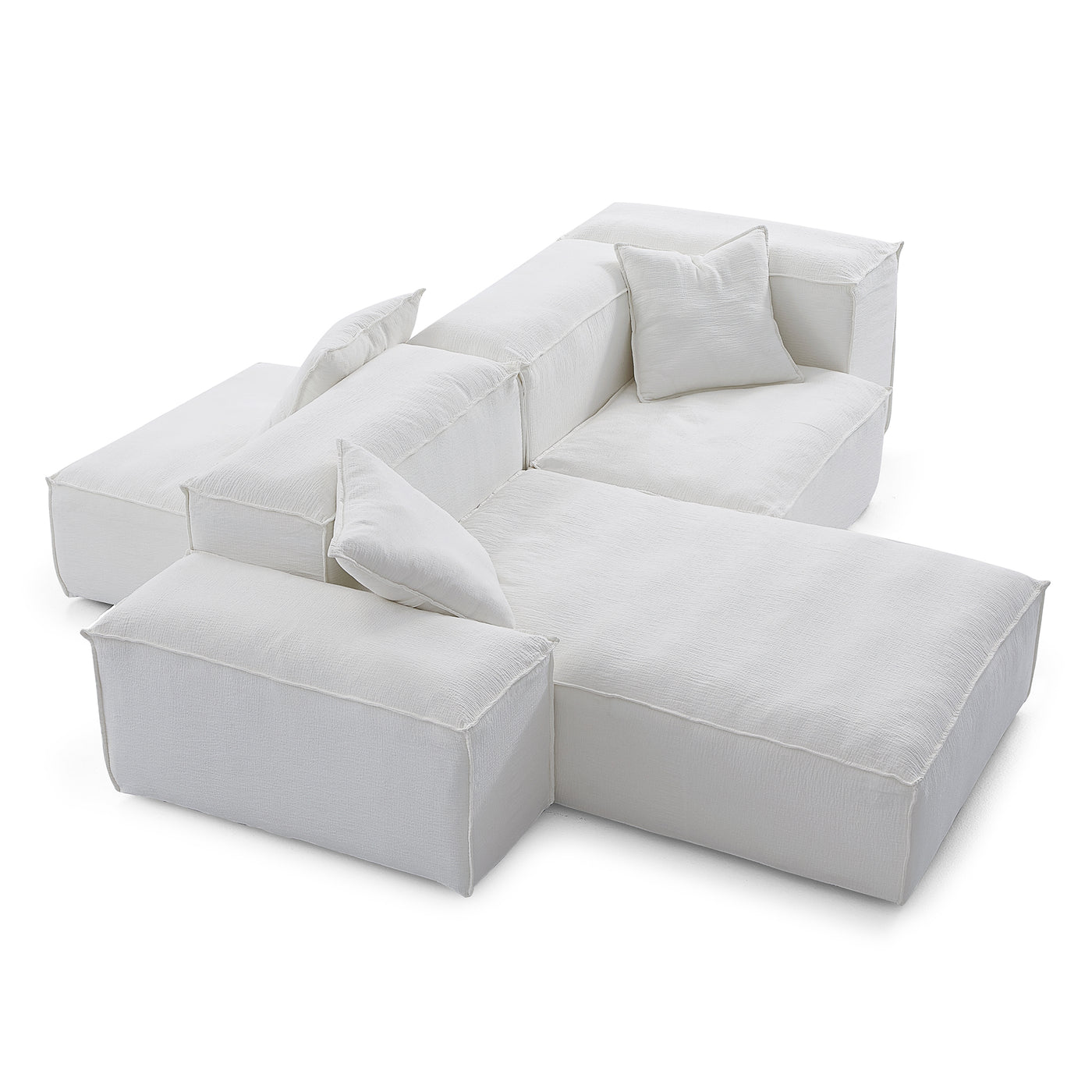 Freedom Modular White Double Sided Sectional Sofa-White-106.3″-Low & High