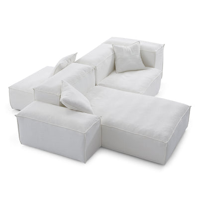 Freedom Modular White Double Sided Sectional Sofa-White-106.3″-Low & High