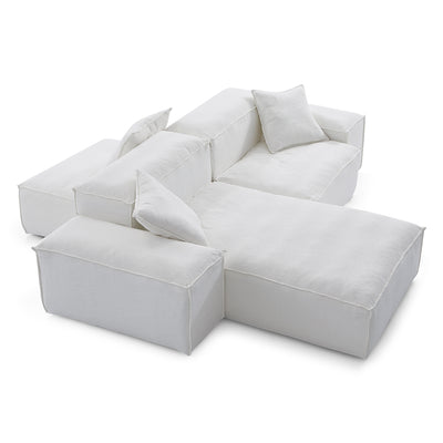 Freedom Modular White Double Sided Sectional Sofa-White-106.3″-Low