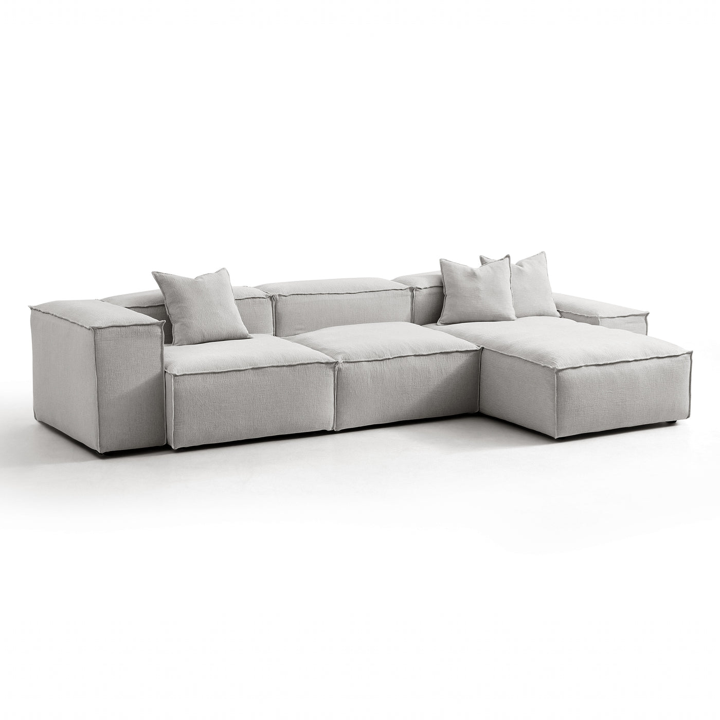 Freedom Modular White Sectional Sofa-Gray-Low & High-143.7″