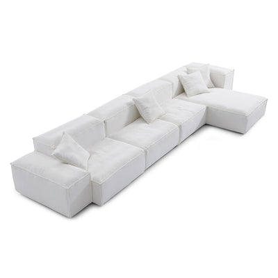 Freedom Modular White Sectional Sofa-White-Low & High-181.1″