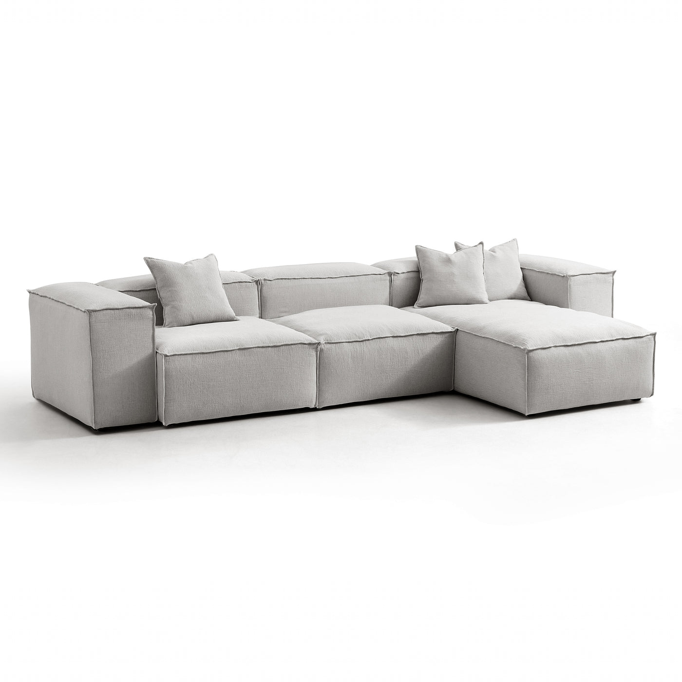 Freedom Modular White Sectional Sofa-Gray-High-143.7″