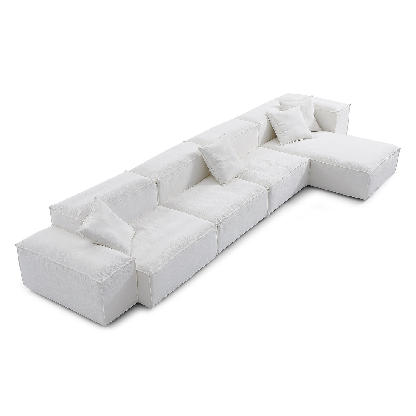 Freedom Modular Khaki Sectional Sofa-White-Low & High-181.1"