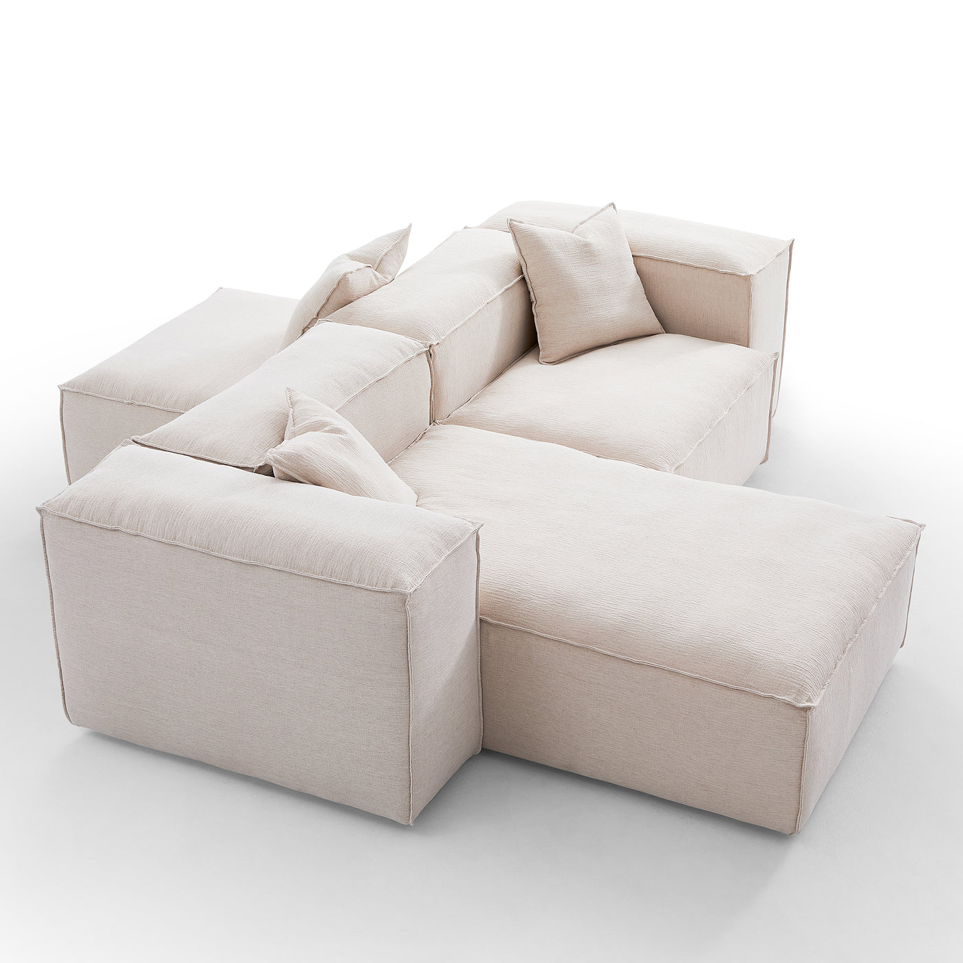 Freedom Modular White Double Sided Sectional Sofa-Khaki-106.3″-High