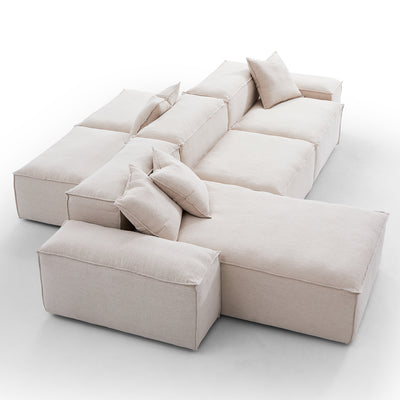 Freedom Modular White Double Sided Sectional Sofa-Khaki-143.7″-Low