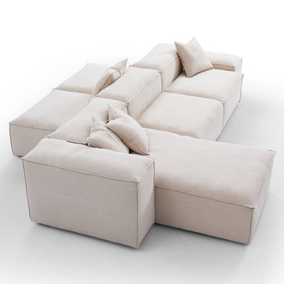 Freedom Modular White Double Sided Sectional Sofa-Khaki-143.7″-Low & High