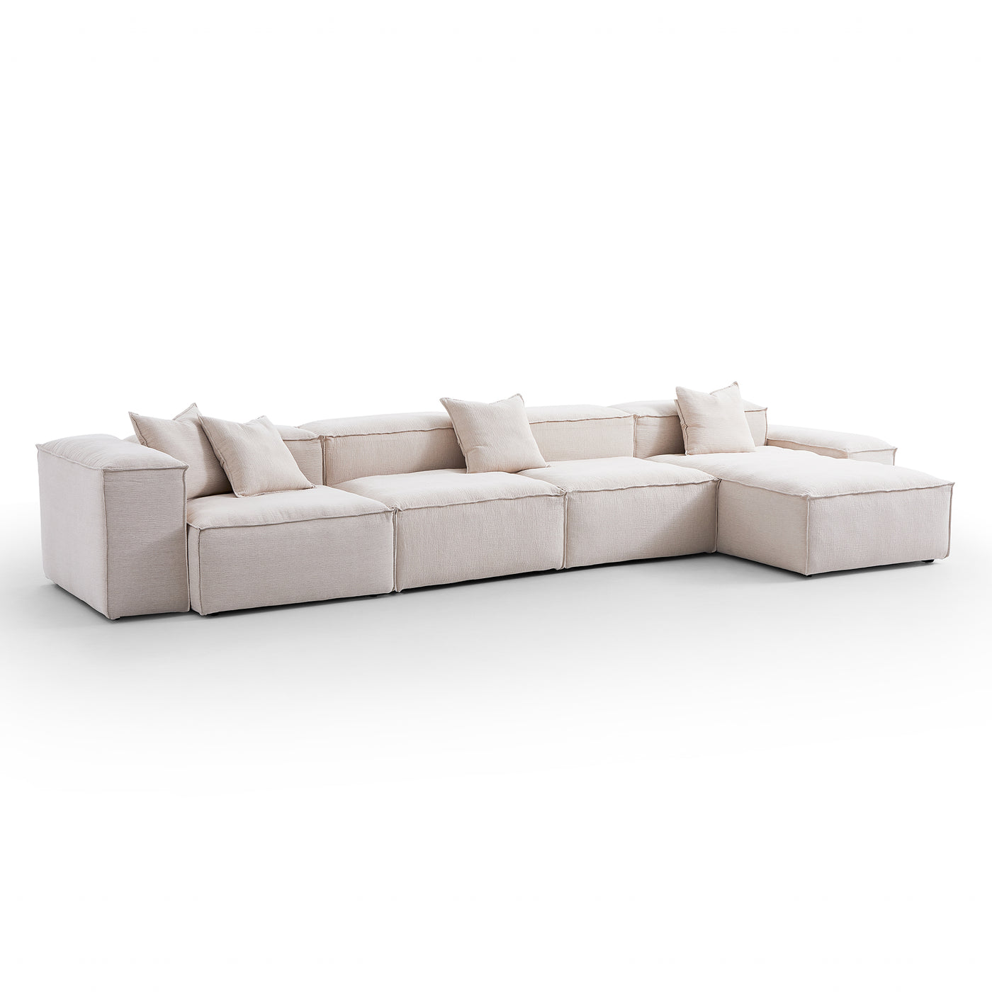 Freedom Modular Khaki Sectional Sofa-Khaki-Low & High-181.1"