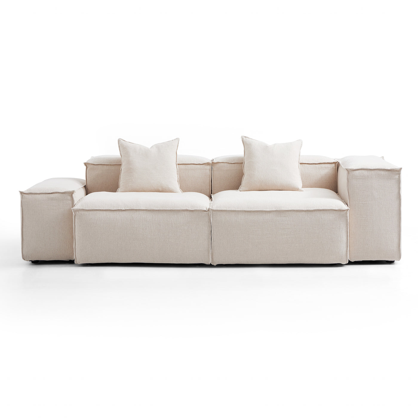 Freedom Modular White Sofa-Khaki-106.3″-Low & High
