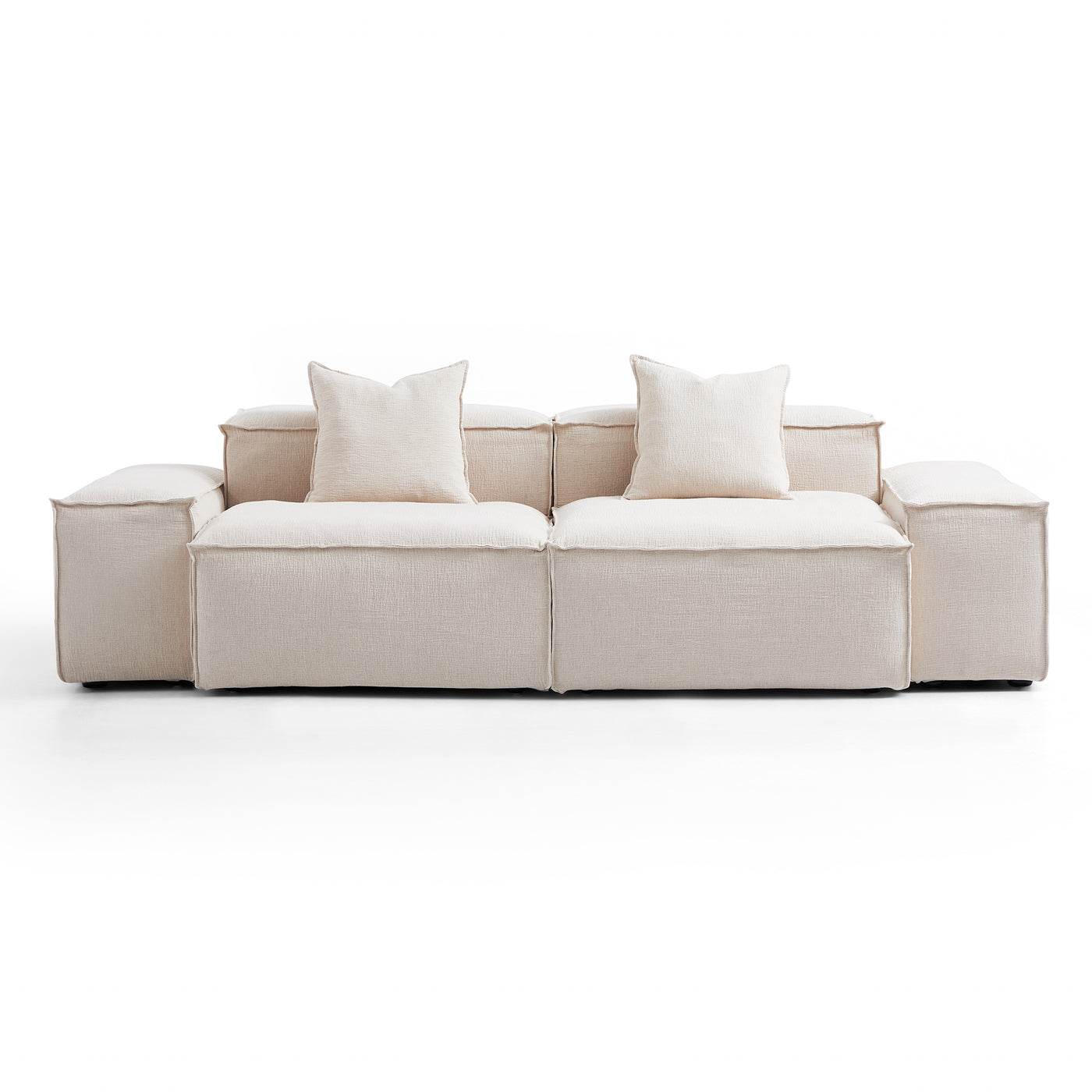 Freedom Modular White Sofa-Khaki-106.3″-Low