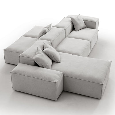 Freedom Modular White Double Sided Sectional Sofa-Gray-143.7″-Low & High