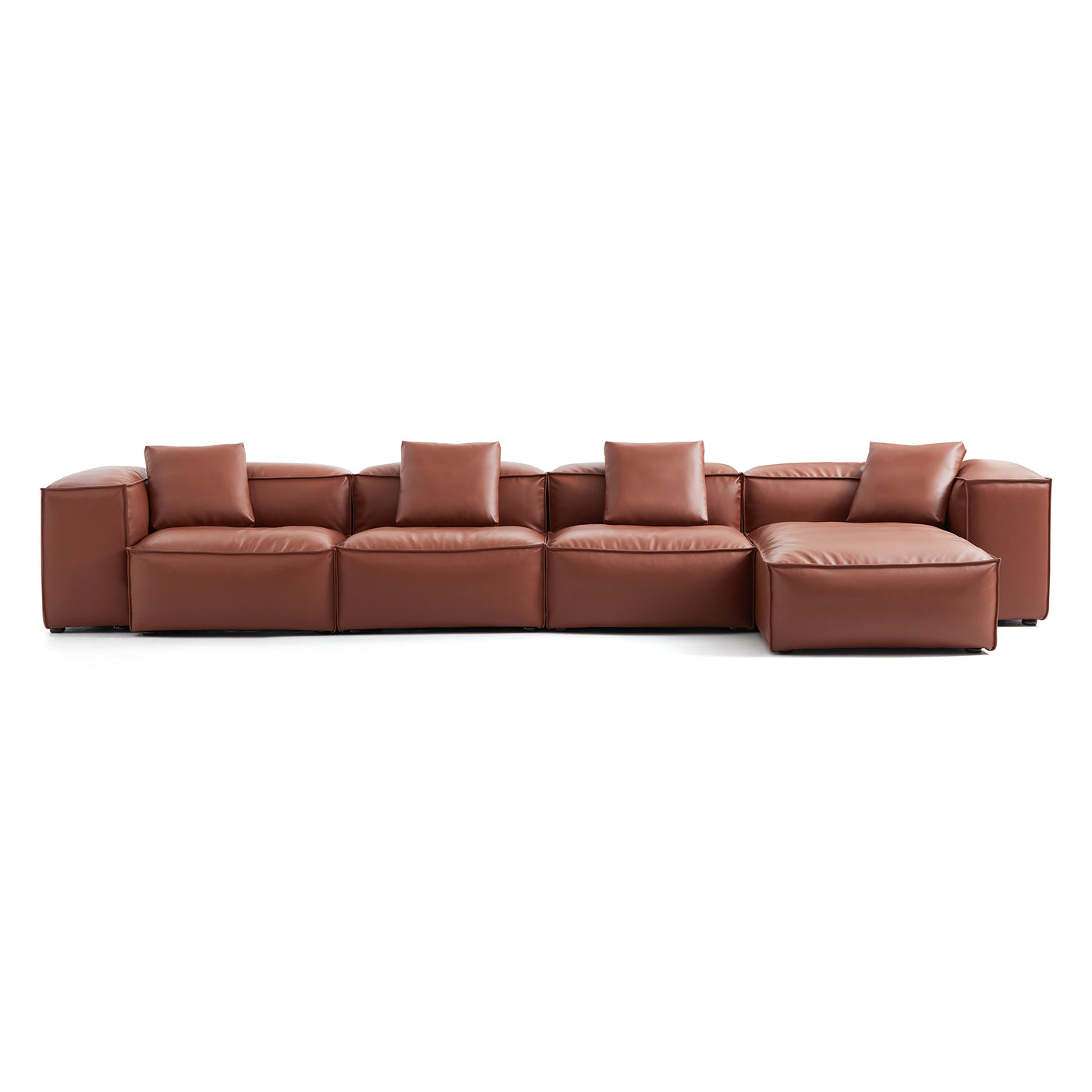 Flex Modular Brown Genuine Leather Sectional-Brown-180.3″-High