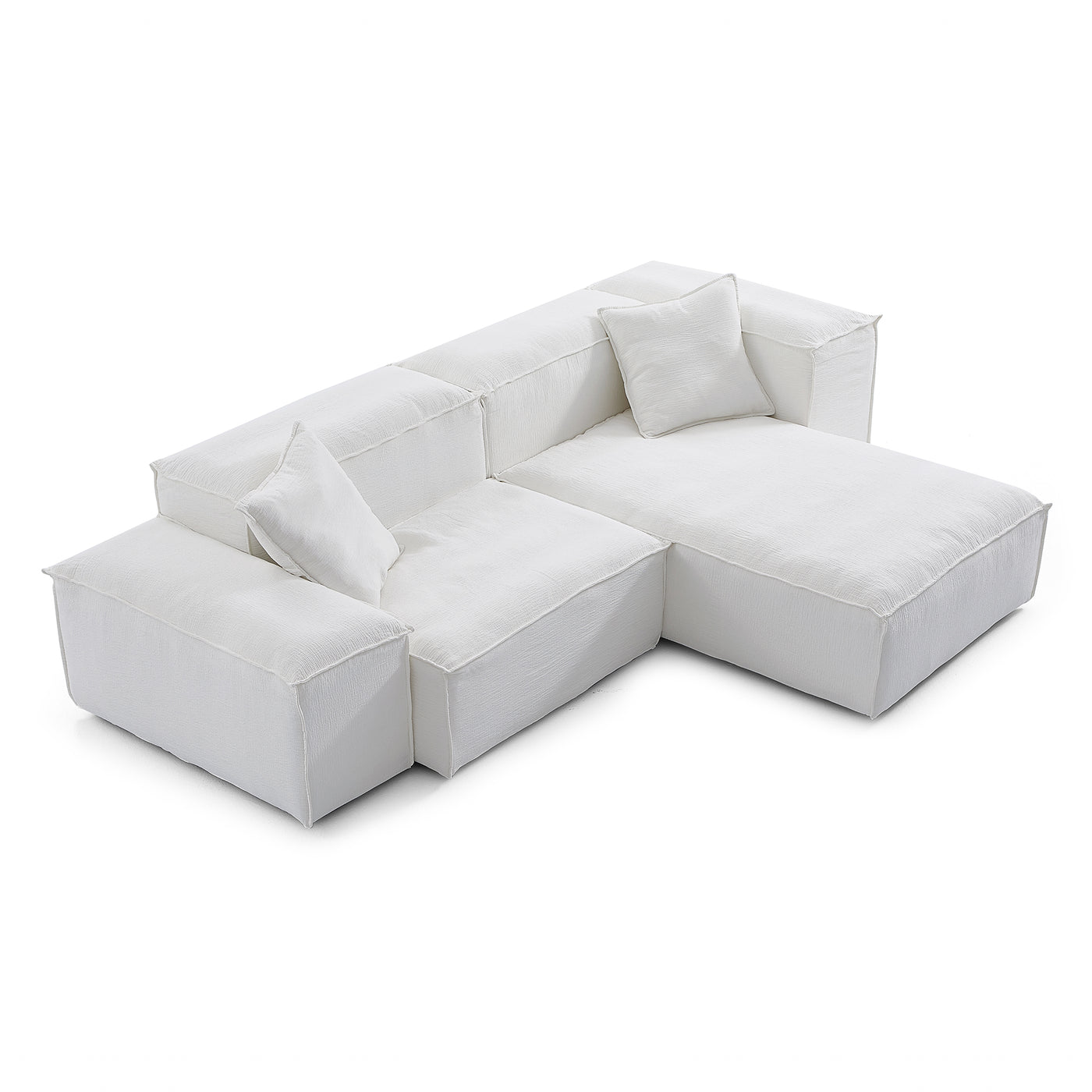 Freedom Modular White Sectional Sofa-White-Low & High-106.3″