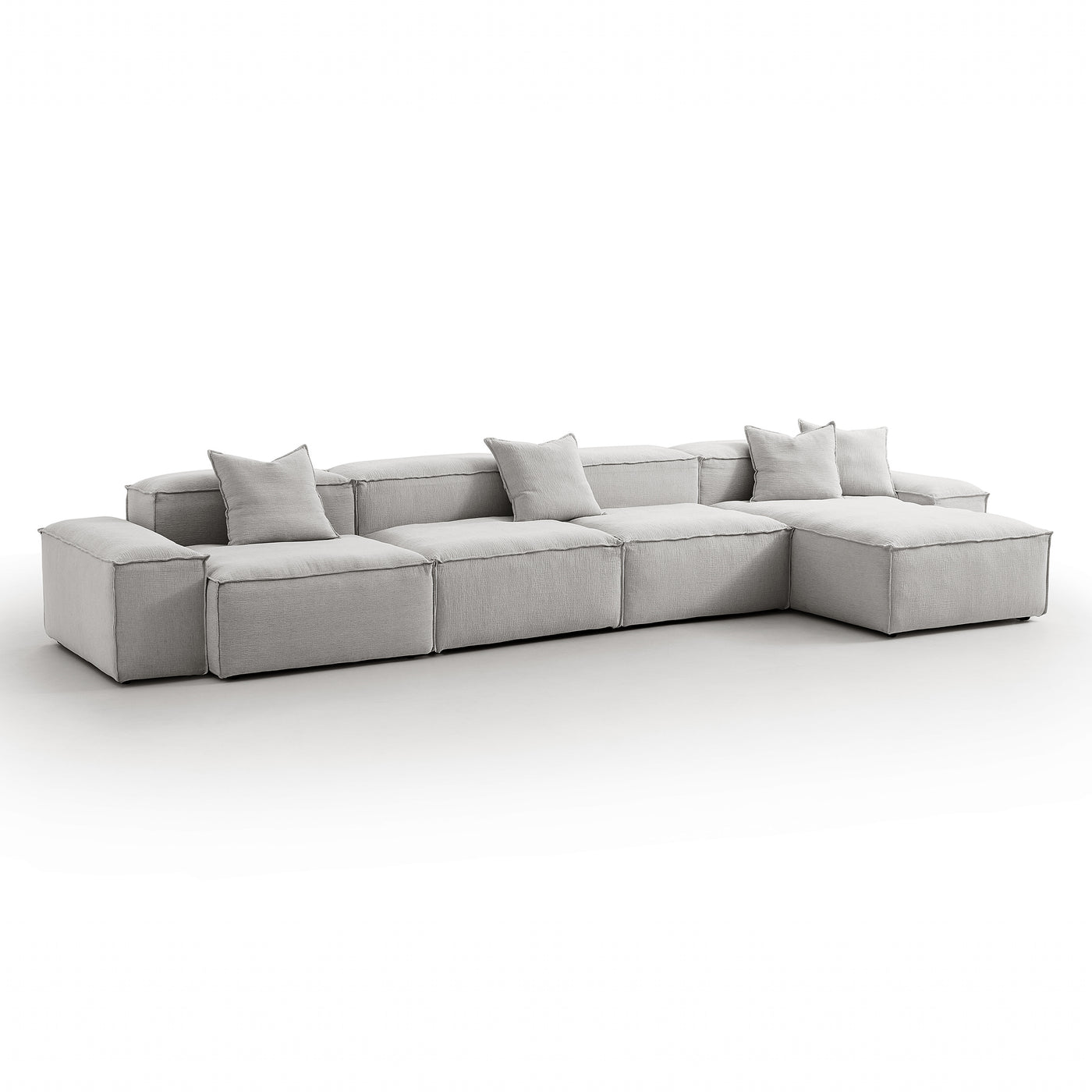 Freedom Modular White Sectional Sofa-Gray-Low-181.1″