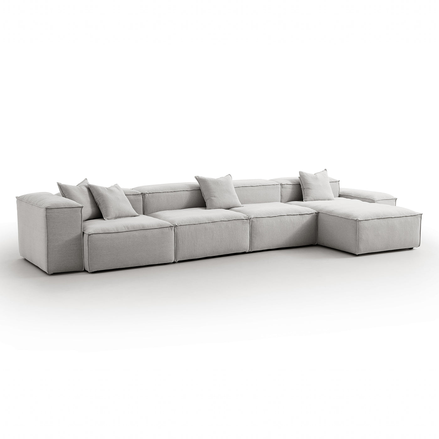 Freedom Modular Gray Sectional Sofa-Gray-181.1″-Low & High