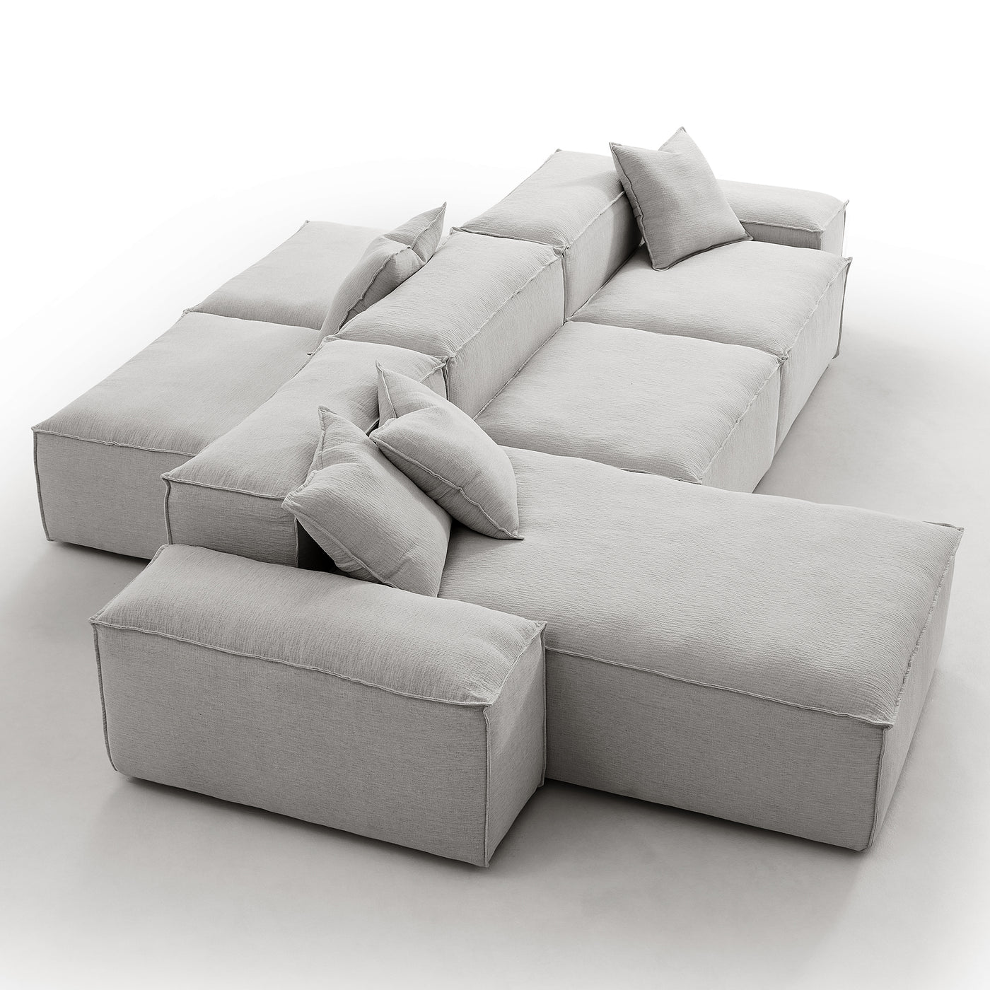 Freedom Modular White Double Sided Sectional Sofa-Gray-143.7″-Low & High
