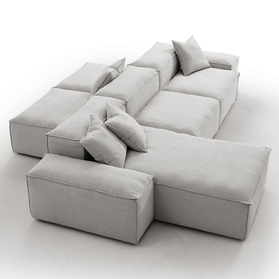 Freedom Modular White Double Sided Sectional Sofa-Gray-143.7″-Low