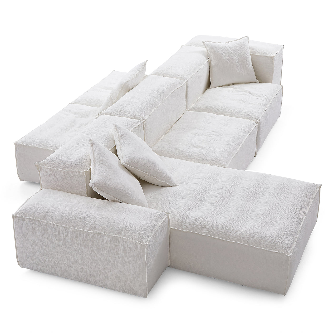 Freedom Modular White Double Sided Sectional Sofa-White-143.7″-Low & High