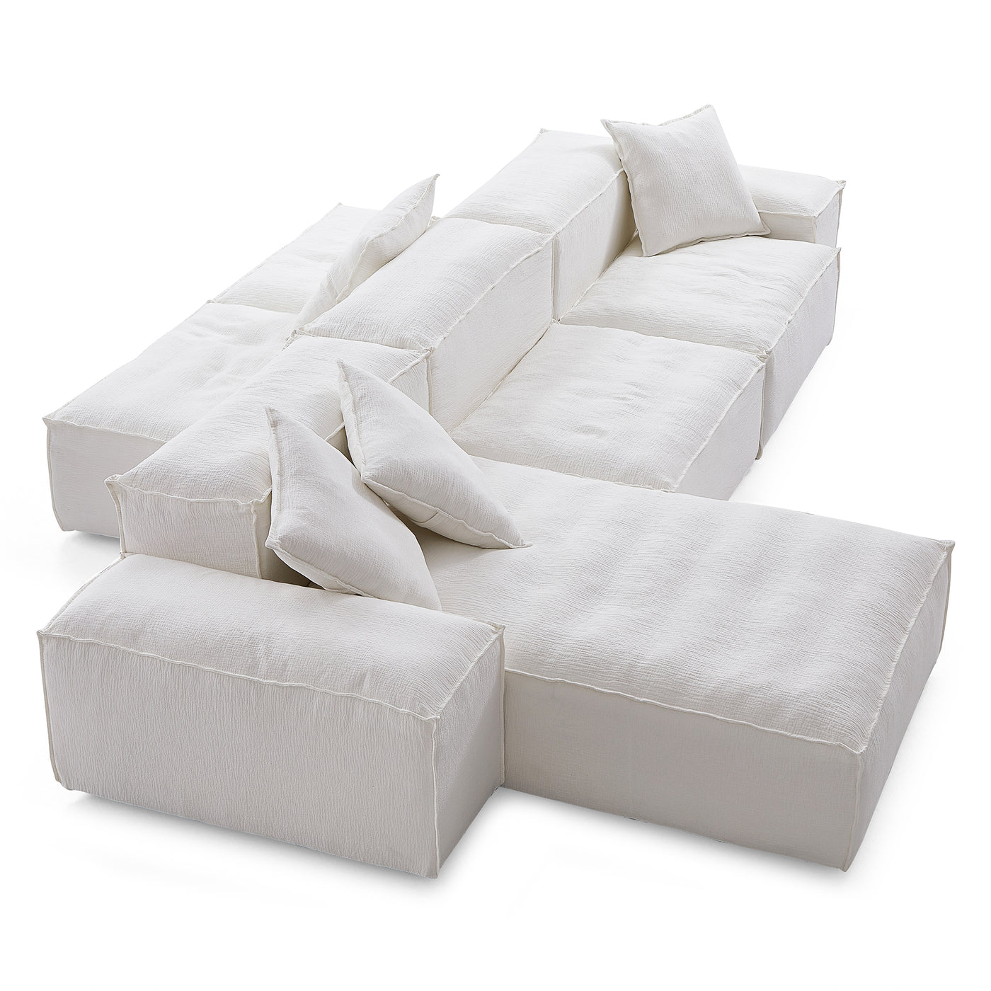 Freedom Modular White Double Sided Sectional Sofa-White-143.7″-Low