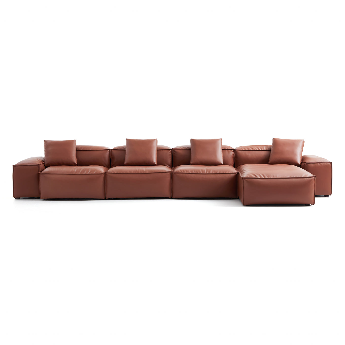Flex Modular Brown Genuine Leather Sectional-Brown-180.3″-Low
