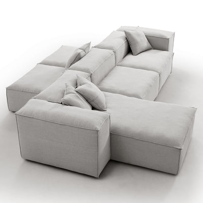 Freedom Modular White Double Sided Sectional Sofa-Gray-143.7″-High