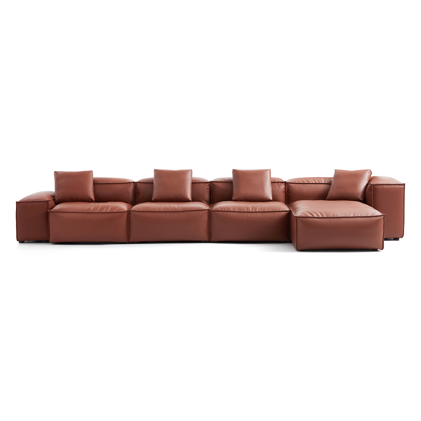 Flex Modular Brown Genuine Leather Sectional-Brown-180.3″-Low & High