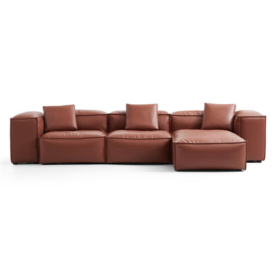 Flex Modular Brown Genuine Leather Sectional-Brown-142.9″-High