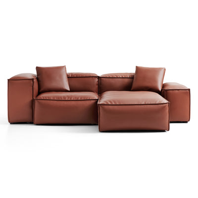 Flex Modular Brown Genuine Leather Sectional-Brown-105.5″-Low & High